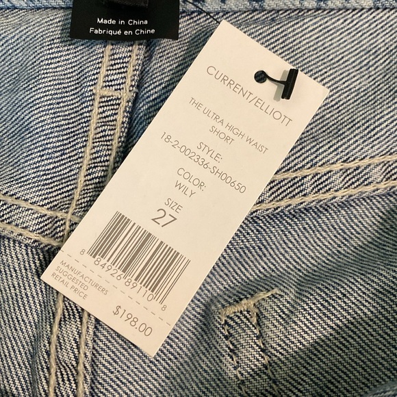 NWT CURRENT ELLIOTT ULTRA HIGH WAIST DENIM TROPICAL SHORTS SZ 27 WILEY PALM - Picture 4 of 9